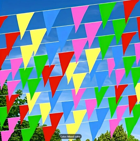 30m Handmade Fabric Bunting with 70 Colorful Flags