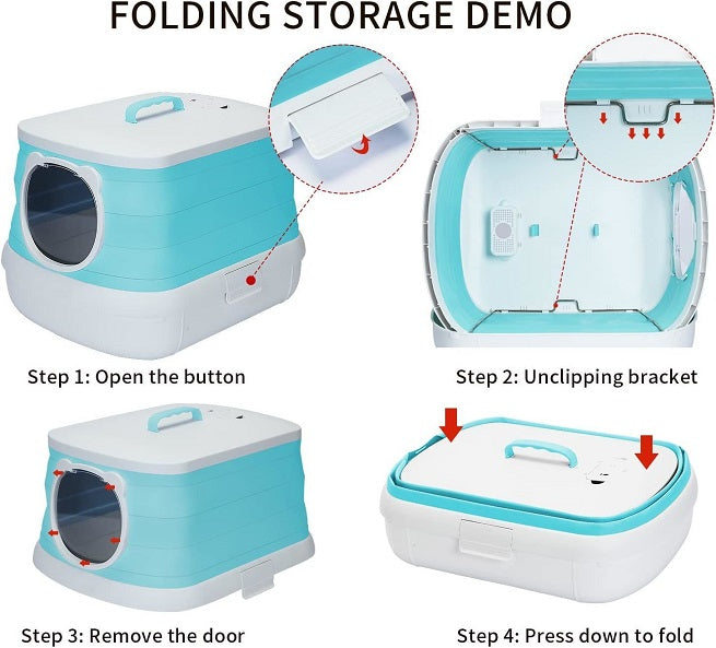 Zoomies Foldable Large Portable Litter Box - Cyan