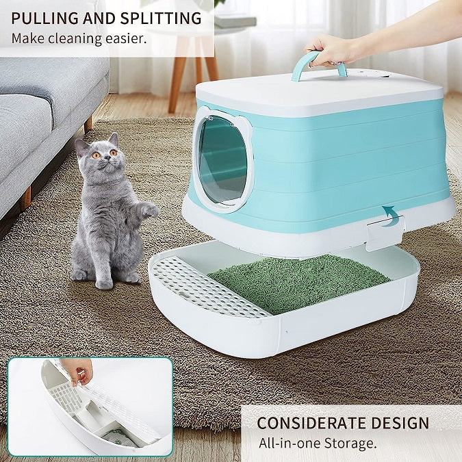 Zoomies Foldable Large Portable Litter Box - Cyan