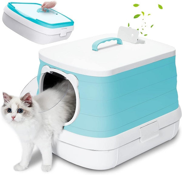 Zoomies Foldable Large Portable Litter Box - Cyan