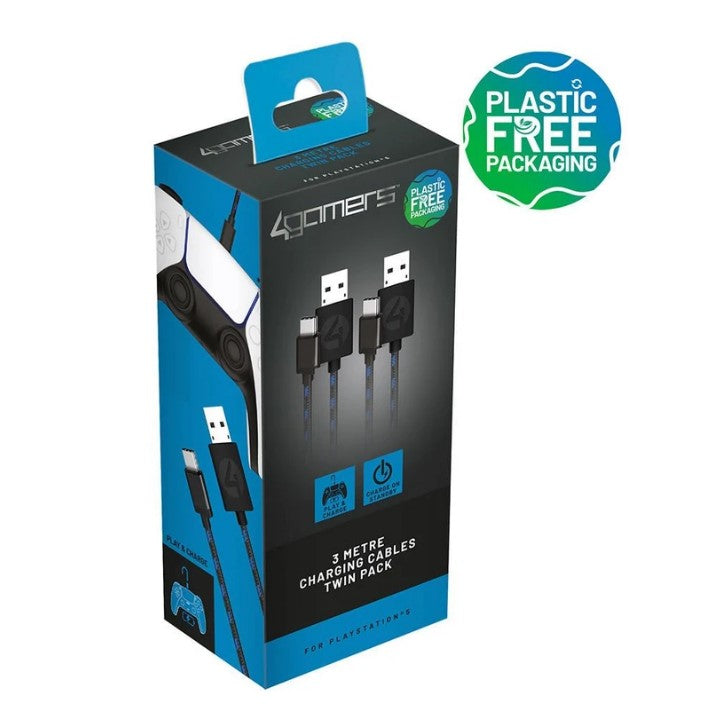 4Gamers PS5 Play & Charge Cable Twin Pack (3m)