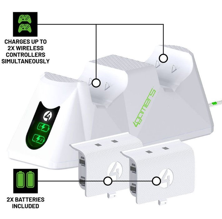 4Gamers Xbox SX-C100 Twin Charging Dock (White)