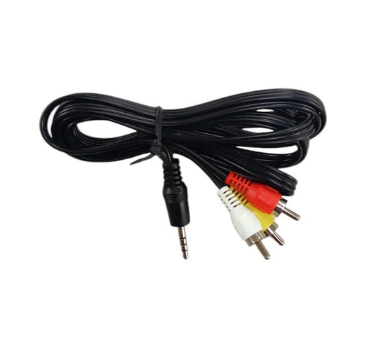 4 Pin 3.5mm Audio Visual Plug to 3x RCA Plugs Cable 2m