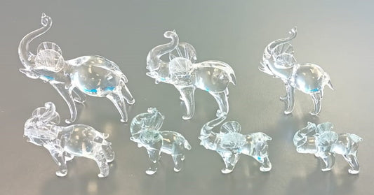 7 Pcs Adorable Glass Elephant Figurine