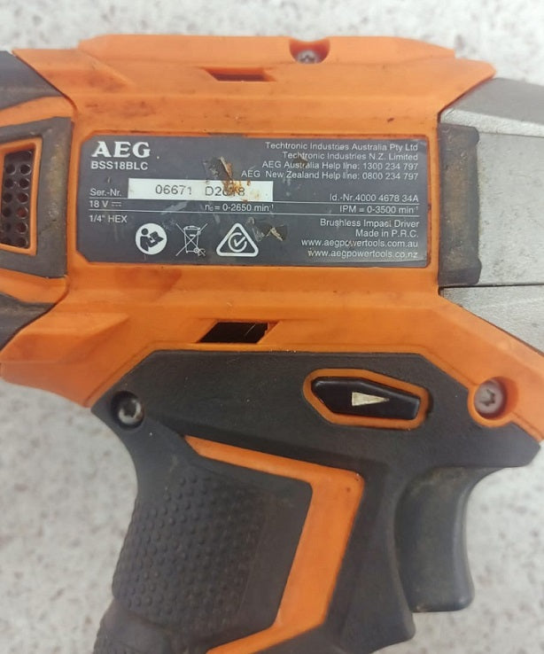 AEG 18V Brushless Impact Driver - Skin Only BSS18BLC (USED)