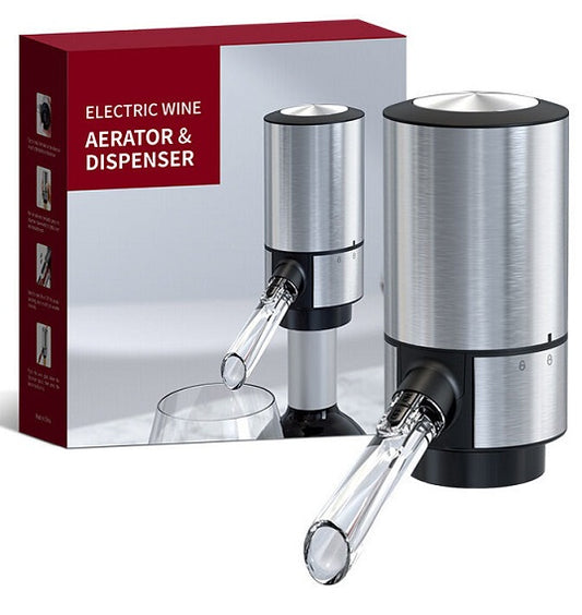 Automatic Electric Wine Decanter Whiskey Aerator Battery Powered - Stainless Steel