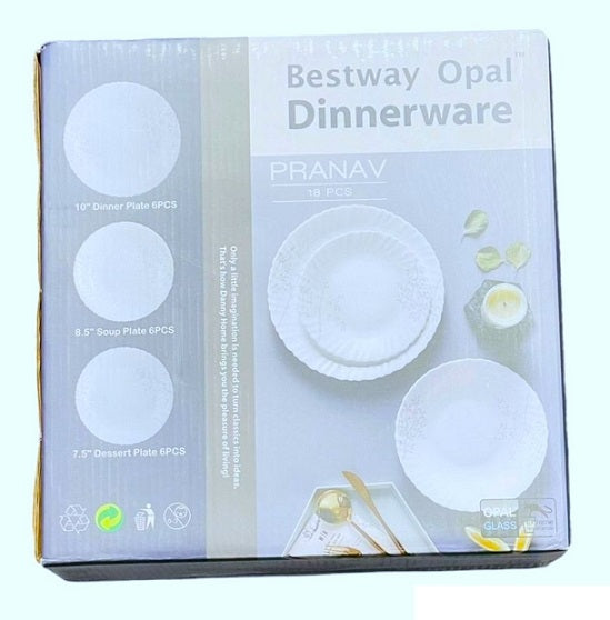 BESTWAY PRANAV OPAL DINNERWARE 18PCS SET - PINK