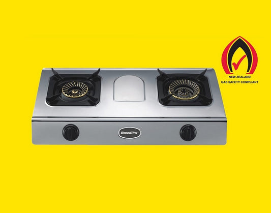Double Burner Auto Ignition Stainless Steel Panel Gas Stove  2-01SRBP-1