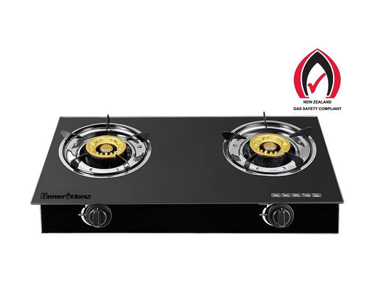 Double Burner Auto Ignition Tempered Glass Panel Gas Stove - GQ72-2