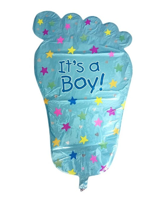 Foot-shaped It's A Boy! Foil Balloon Large 70 x 42cm - 5pk