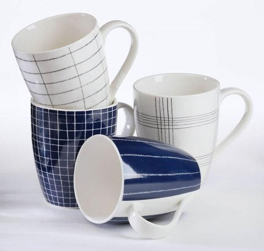 Hampton & Mason Loom Navy Coffee Mugs 300ml 4pk