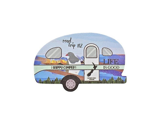 Happy Camper Caravan Magnet with Kereru