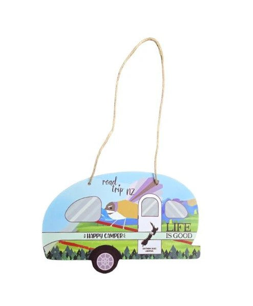 Happy Camper Caravan Plaque with Fantail