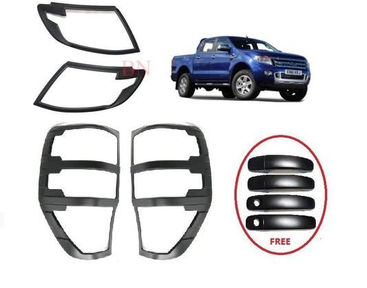 Headlight & Tail Light Cover + Handle Cover For Ford Ranger 2012-2015