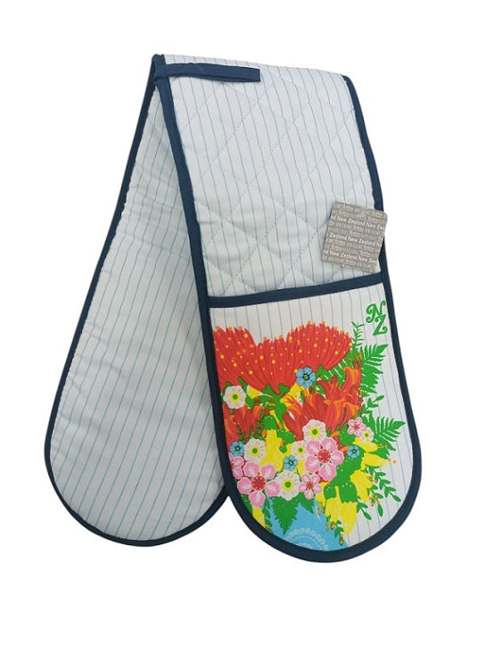 Hensen & Berry New Zealand Native Flowers Oven Mitt Double Glove