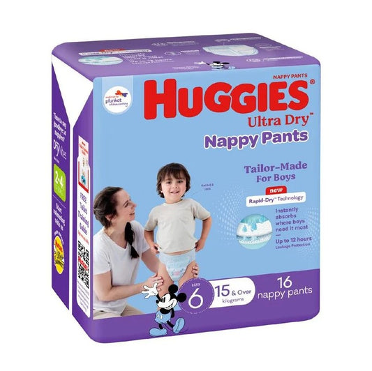 Huggies Boys' Convenience Junior Ultra Dry Pants Size 6 15+kg 16 Pack