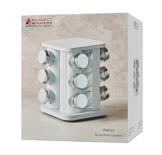 Maxwell Racks Maxwell & Williams: Astor Spice Rack - White Unfilled (12 Piece Set ...