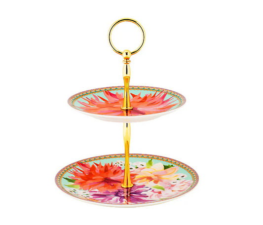 Maxwell & Williams: Teas & C's Dahila Daze 2 Tiered Cake Stand - Sky