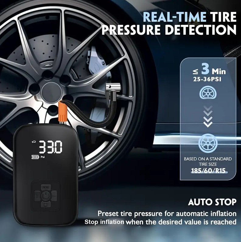 Portable Car Air Compressor with a Wireless Handheld Pump And Light