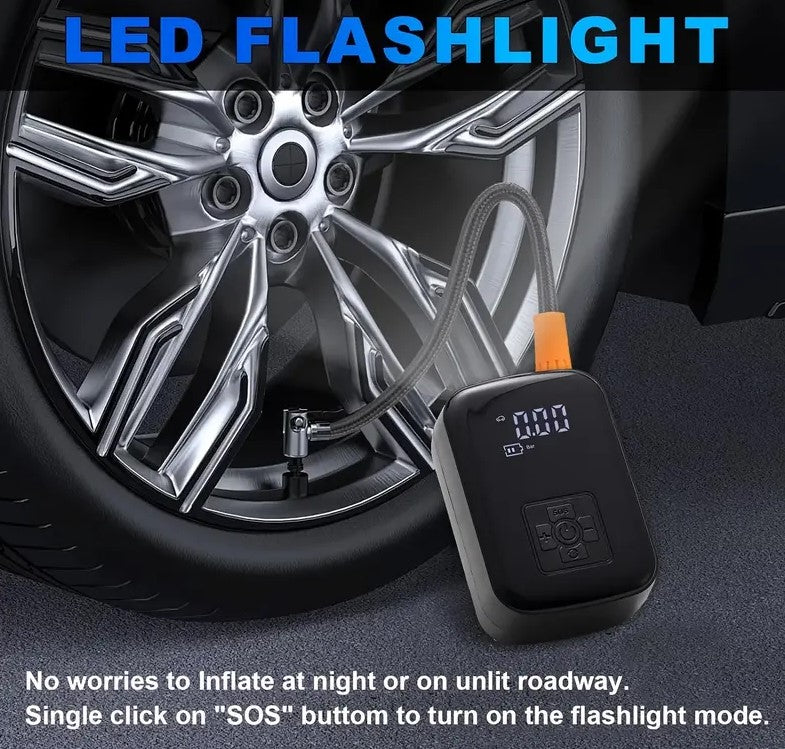 Portable Car Air Compressor with a Wireless Handheld Pump And Light