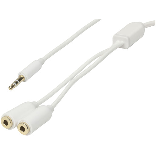 Slim 3.5mm Stereo Plug to 2 x 3.5mm Stereo Socket - 0.2m WA7504