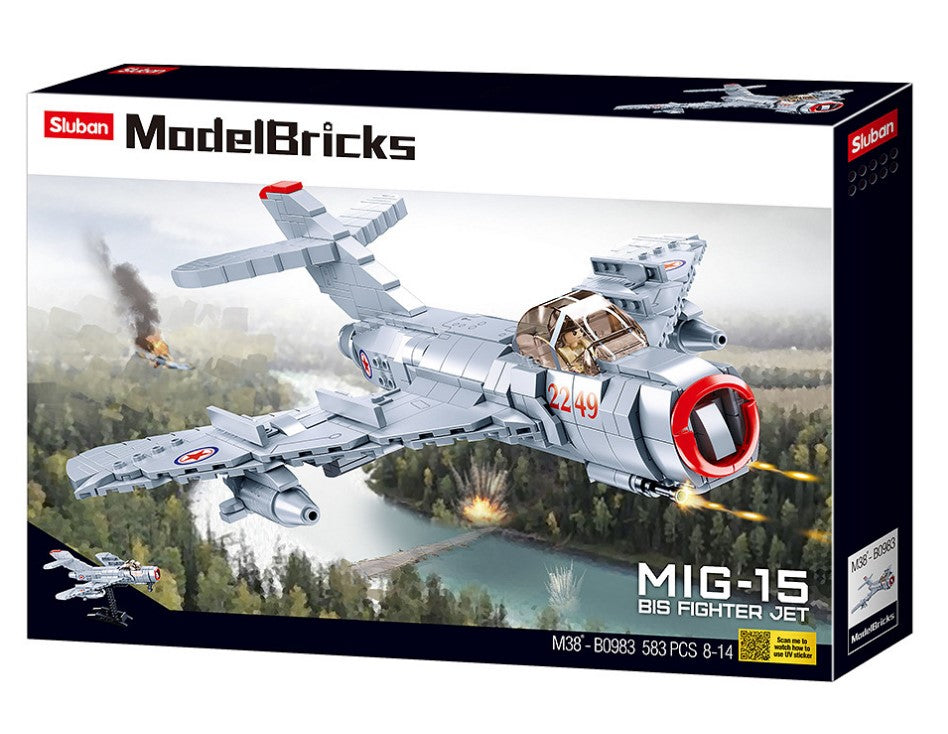 Sluban Modelbricks MIG-15 Russian Fighter Jet - 583 Pieces M38-B0983