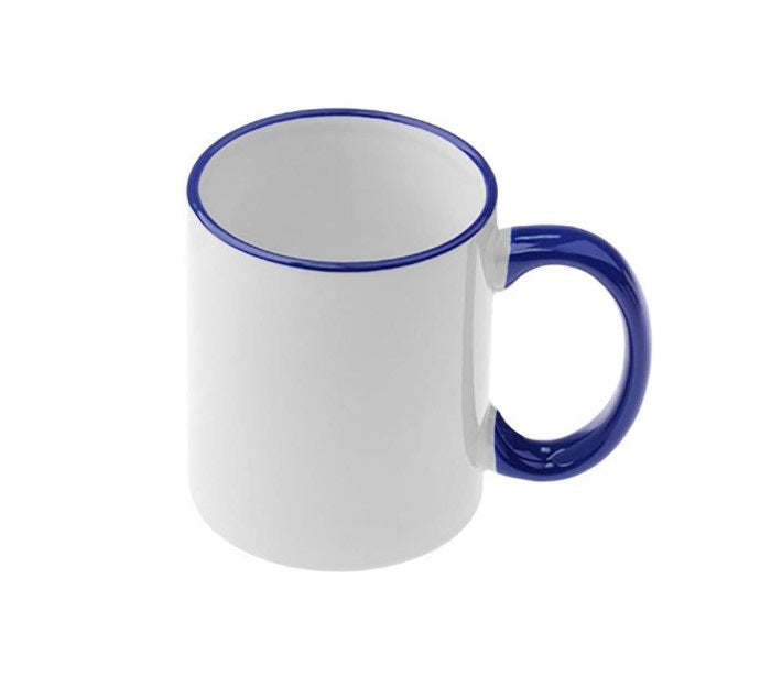 Sublimation White Mug Rim & Handle - BLUE DARK 11oz 330ml 36pk
