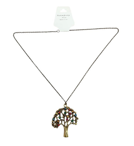 Tree Of Life Artificial Gemstone Necklace With Chain
