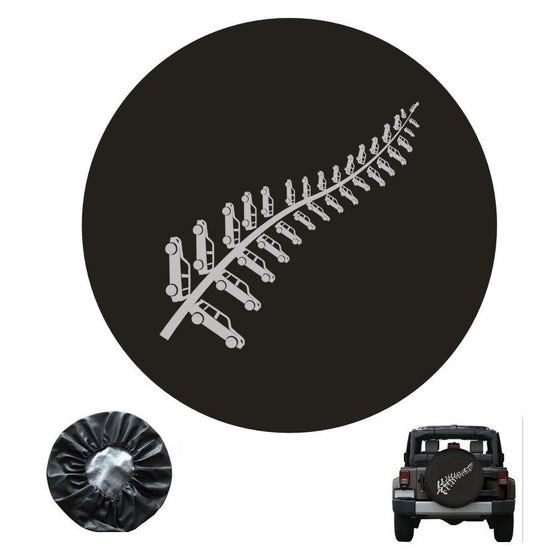 VINYL LEATHER SPARE WHEEL COVER FERN BLACK 17 inch