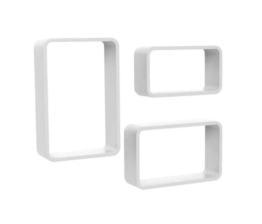 Wall-Mounted Rectangular Trio Wandregal Set - WHITE