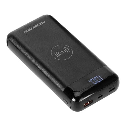 Local Kiwi Deals Electronics Powertech 20,000mAh Power Bank with 2 x USB and Wireless Charger in Black