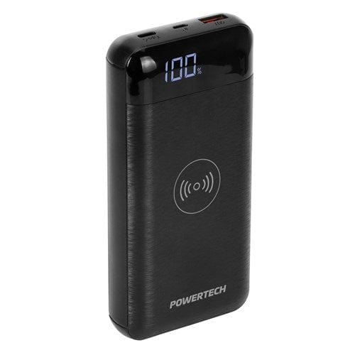 Local Kiwi Deals Electronics Powertech 20,000mAh Power Bank with 2 x USB and Wireless Charger in Black