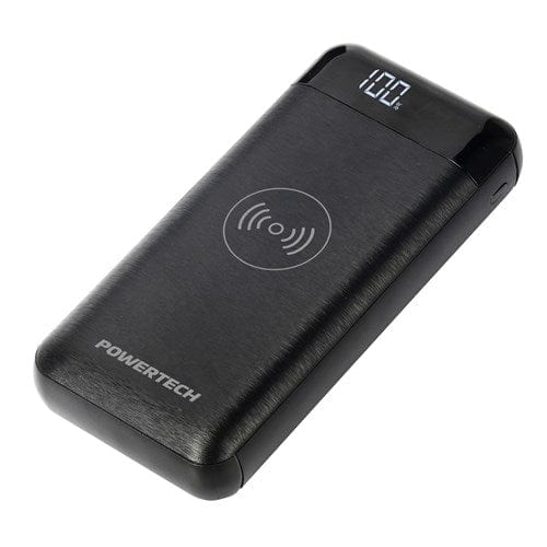 Local Kiwi Deals Electronics Powertech 20,000mAh Power Bank with 2 x USB and Wireless Charger in Black