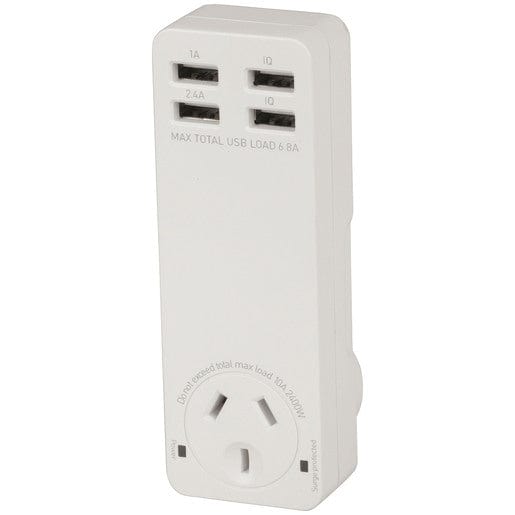 Local Kiwi Deals Electronics Quad USB Charger with Mains Socket