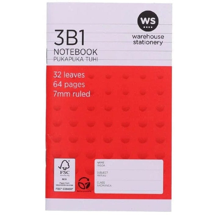 7mm Ruling Notebook Notebook 3B1 7mm Ruled 32 Leaf Red – The Budget Warehouse