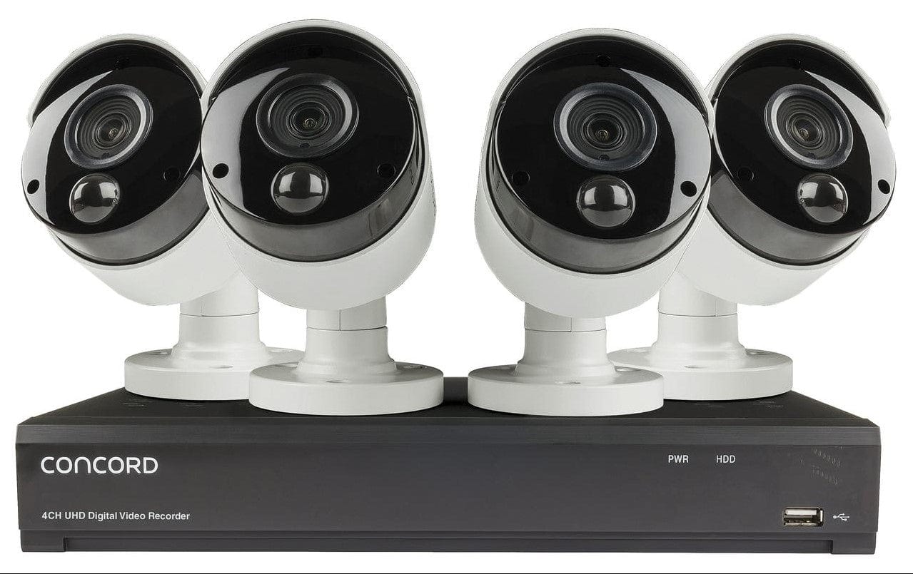 Local Kiwi Deals Security, Locks and Alarms CONCORD 4 Channel 4K DVR Package - 4x4K PIR Cameras
